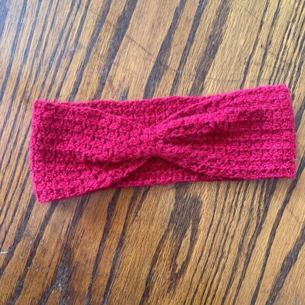 Handmade Crochet‎ Twist Headband Ear Warmer Red Knit Winter Accessory